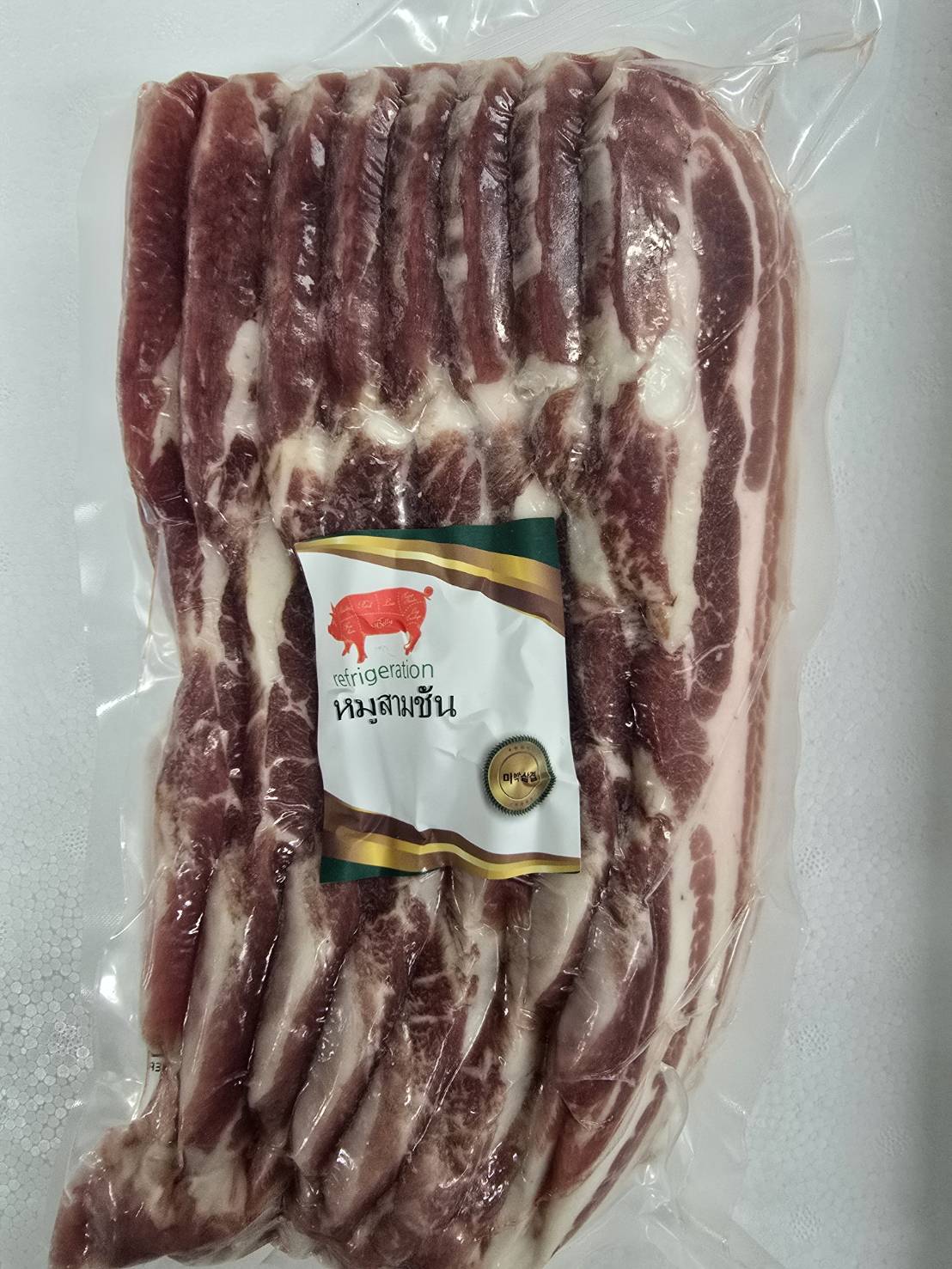 B108…냉동 삼겹살 800g…หมูสามชั้นหั่น 800g